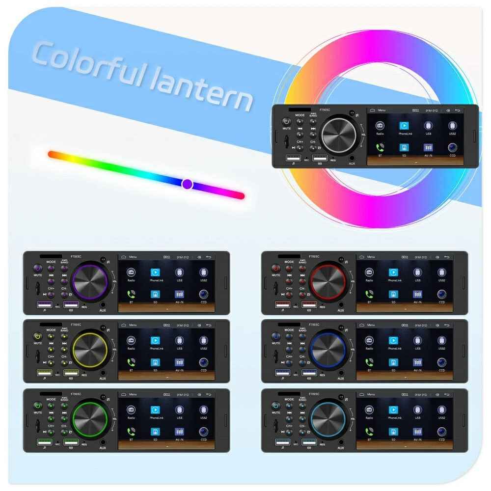 F7805C Wired CarPlay 4.1 Inch Touch Screen MP5 Car Radio Bluetooth-Compatible SD AUX USB 7 Color Lights Multimedia Player