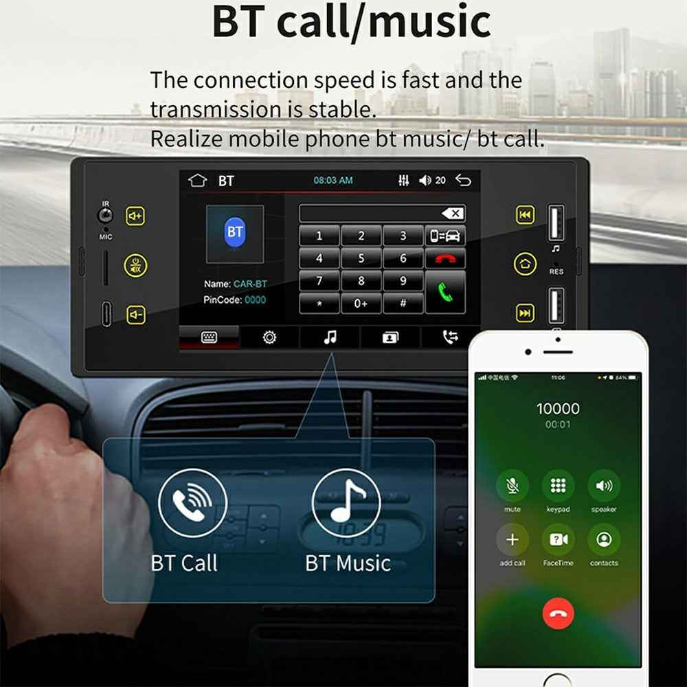 SW-150C 5 Inch Touch Screen Car Stereo MP5 FM Transmitter Wired CarPlay Bluetooth-Compatible Multimedia Player