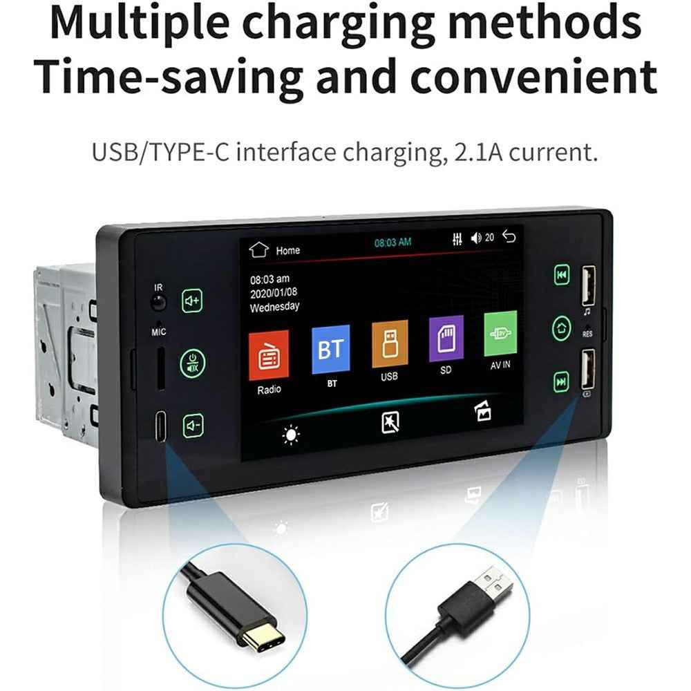 SW-150C 5 Inch Touch Screen Car Stereo MP5 FM Transmitter Wired CarPlay Bluetooth-Compatible Multimedia Player
