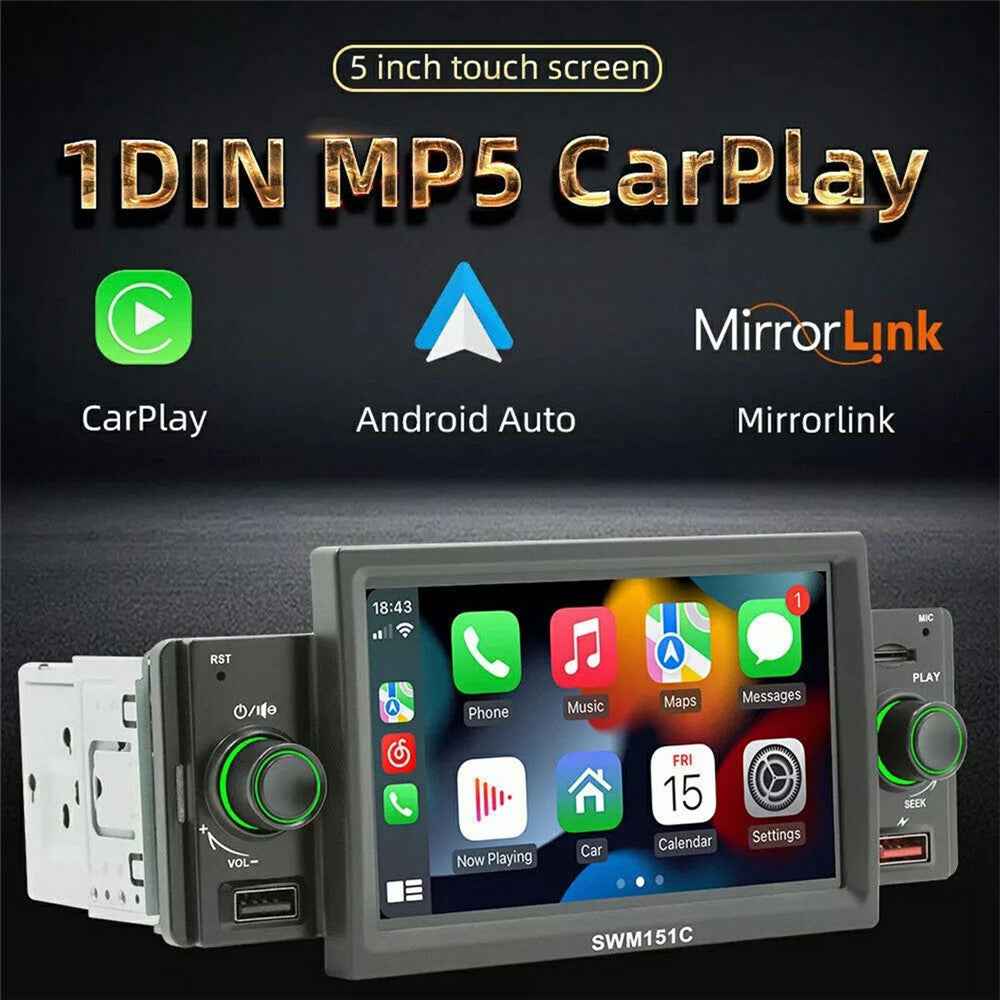 SW-151C 5 Inch Touch Screen MP5 Car Radio Wired CarPlay Android Auto Bluetooth-Compatible Multimedia Player