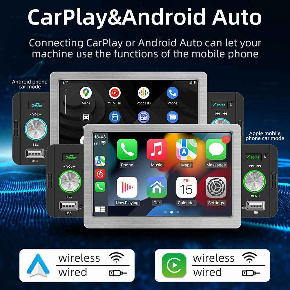 158W Wireless CarPlay 5 Inch Touchscreen MP5 Car FM Radio Bluetooth Multimedia Player