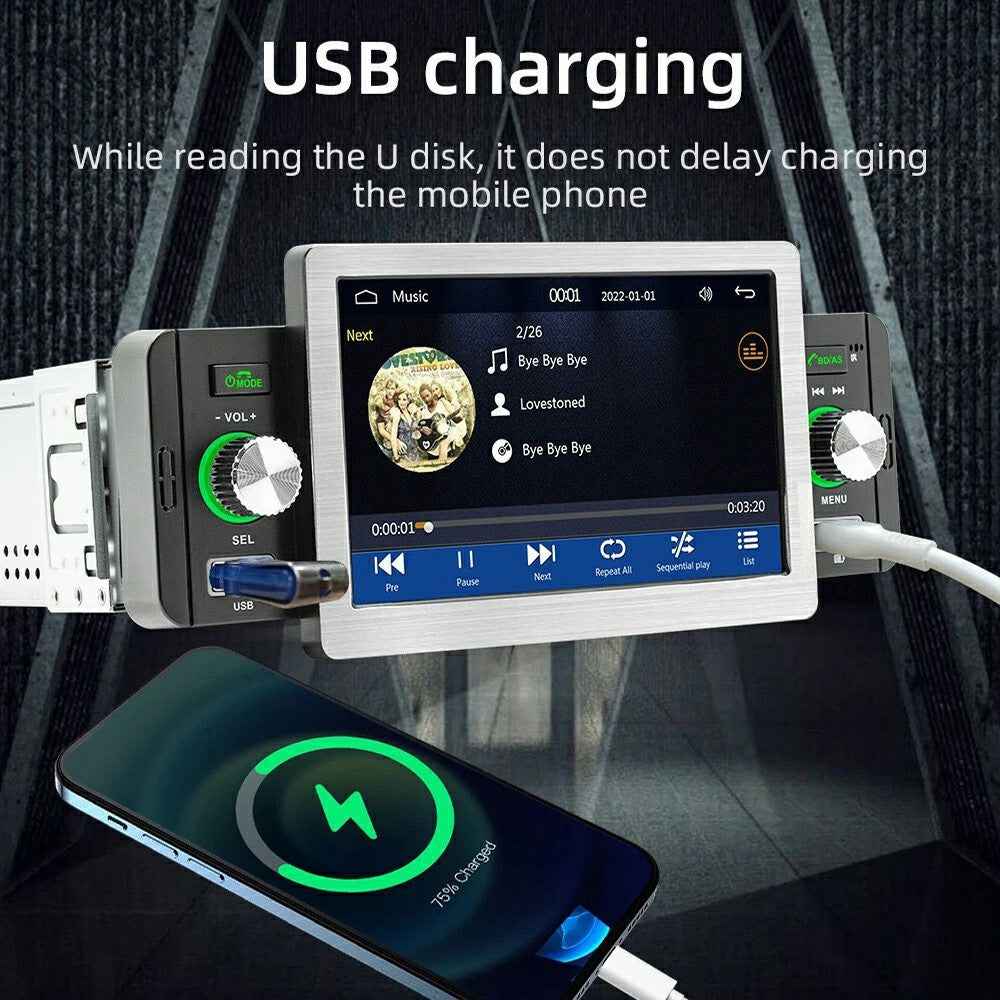 158W Wireless CarPlay 5 Inch Touchscreen MP5 Car FM Radio Bluetooth Multimedia Player