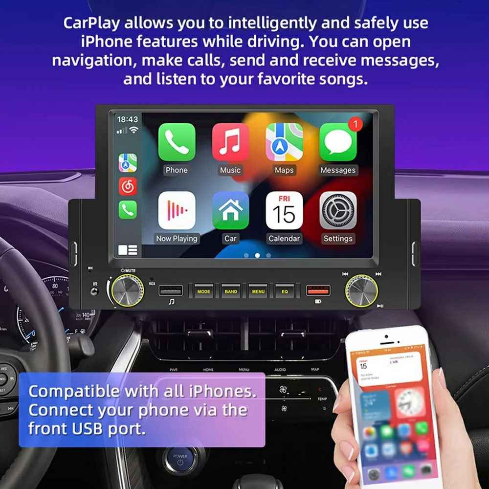 F170C Wired CarPlay Android Auto 6.2 Inch Touch Screen MP5 Car Radio Bluetooth-Compatible Multimedia Player
