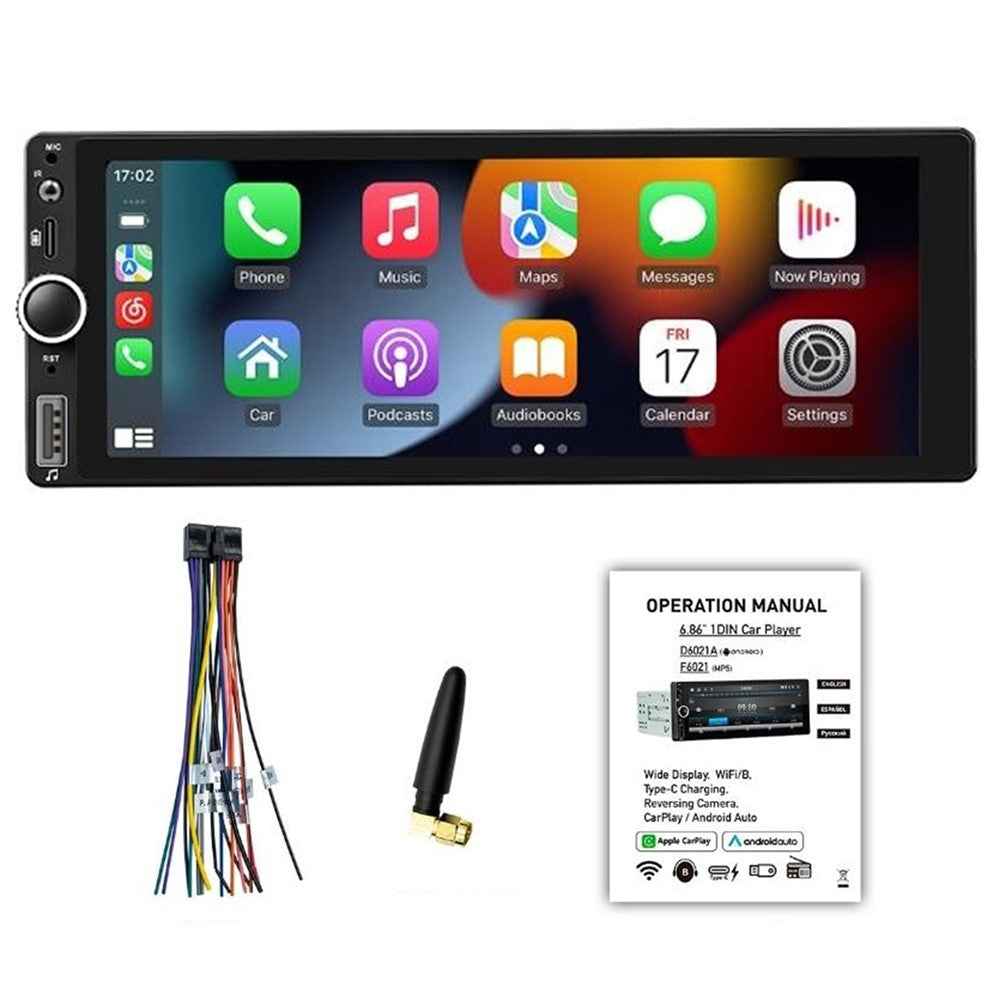 F6021W 6.86 Inch Wireless CarPlay Android Auto MP5 Player Car HD Backup Camera Navigation System