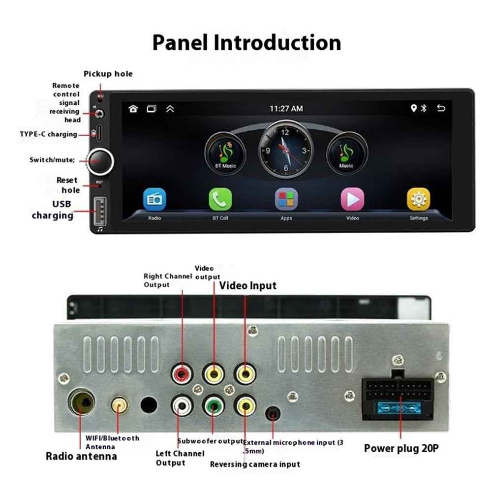 F6021W 6.86 Inch Wireless CarPlay Android Auto MP5 Player Car HD Backup Camera Navigation System
