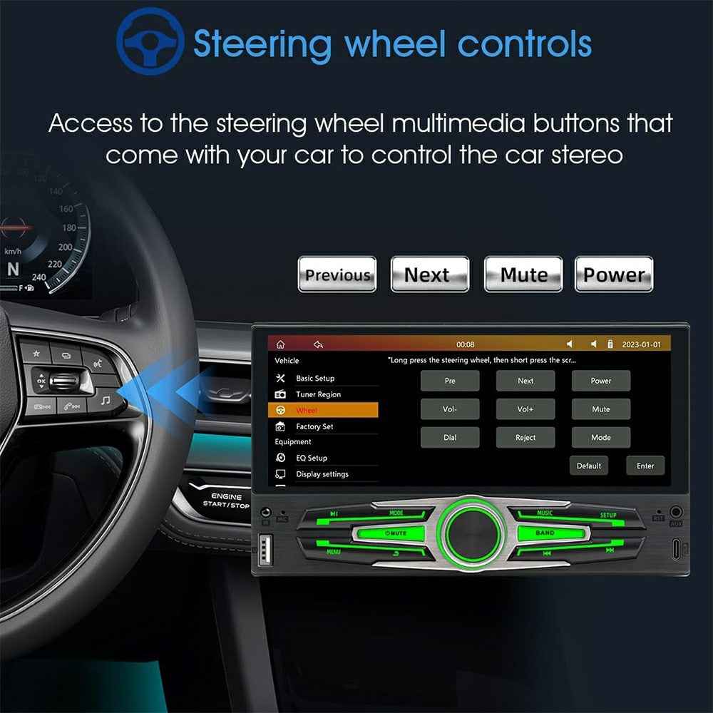 F6051C 6.86 Inch Wireless CarPlay Android Auto Car MP5 Multimedia Player Display