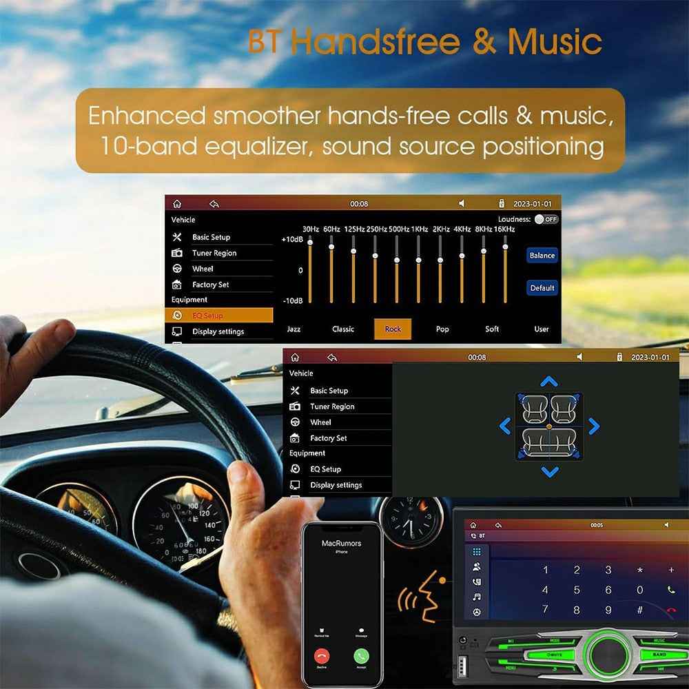 F6051C 6.86 Inch Wireless CarPlay Android Auto Car MP5 Multimedia Player Display