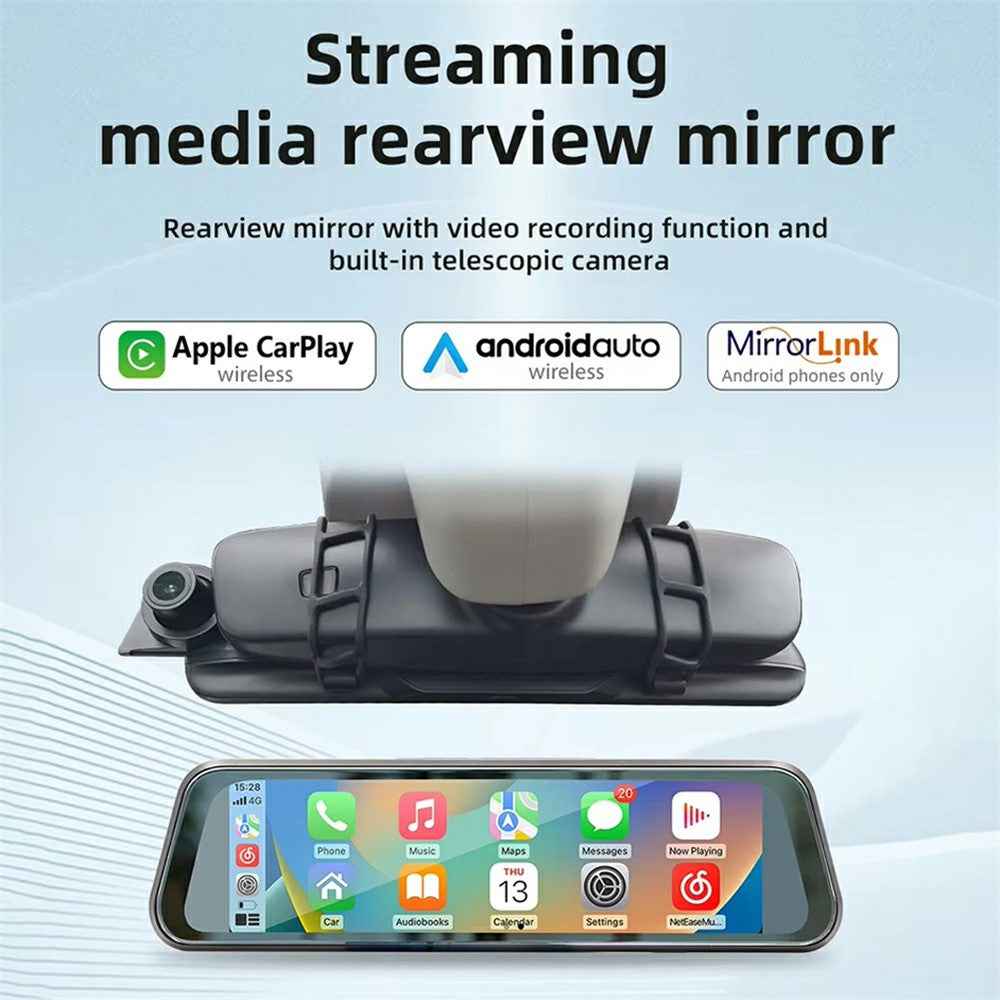 B5319R Carplay 9.36 Inch Dash Cam Bluetooth-Compatible Rearview Mirror Streaming Media HD Large Screen with Backup Camera