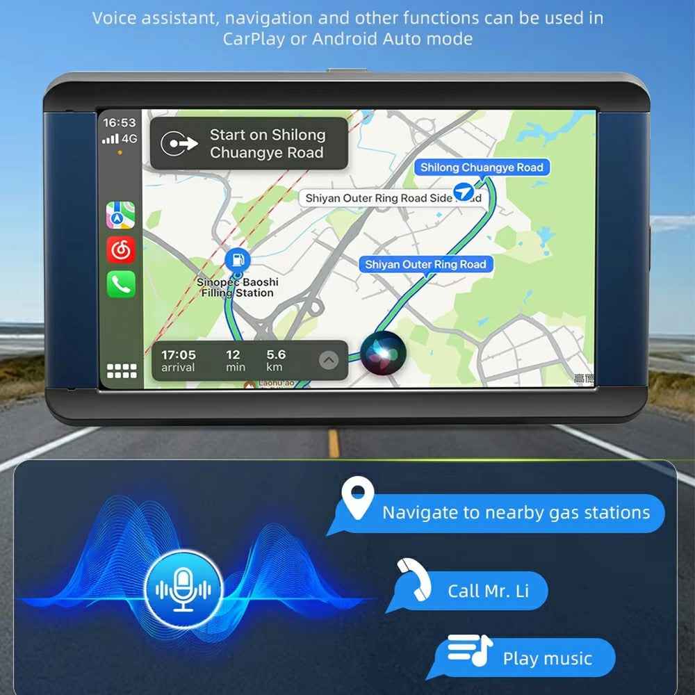 7 Inch Portable Car MP5 Player Wireless CarPlay Android Auto Bluetooth-Compatible FM Transmitter Dash Cam