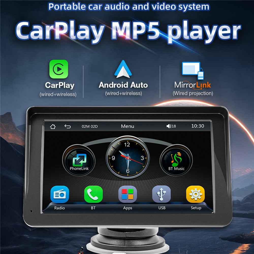 B300A Portable 7 Inch HD Large Screen Car MP5 Player GPS Navigation Bluetooth-Compatible Wireless CarPlay