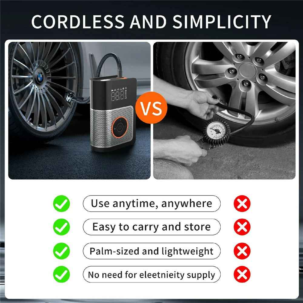 Portable Mini Air Compressor for Car Digital Display Wireless Tire Inflator Smart Pump with LED Light