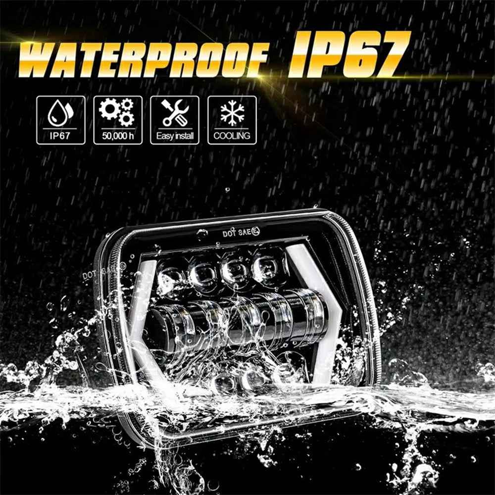7 Inch 13-LED Arrow Design Square Head Lamp IP67 Waterproof Car Daytime Running Light