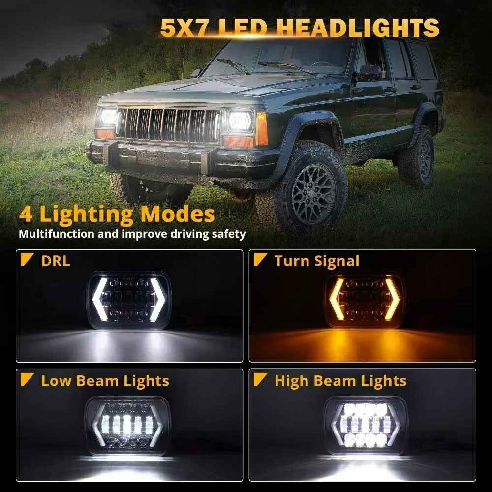 7 Inch 13-LED Arrow Design Square Head Lamp IP67 Waterproof Car Daytime Running Light