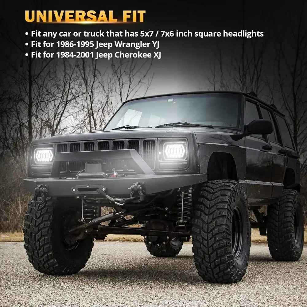 7 Inch 13-LED Arrow Design Square Head Lamp IP67 Waterproof Car Daytime Running Light