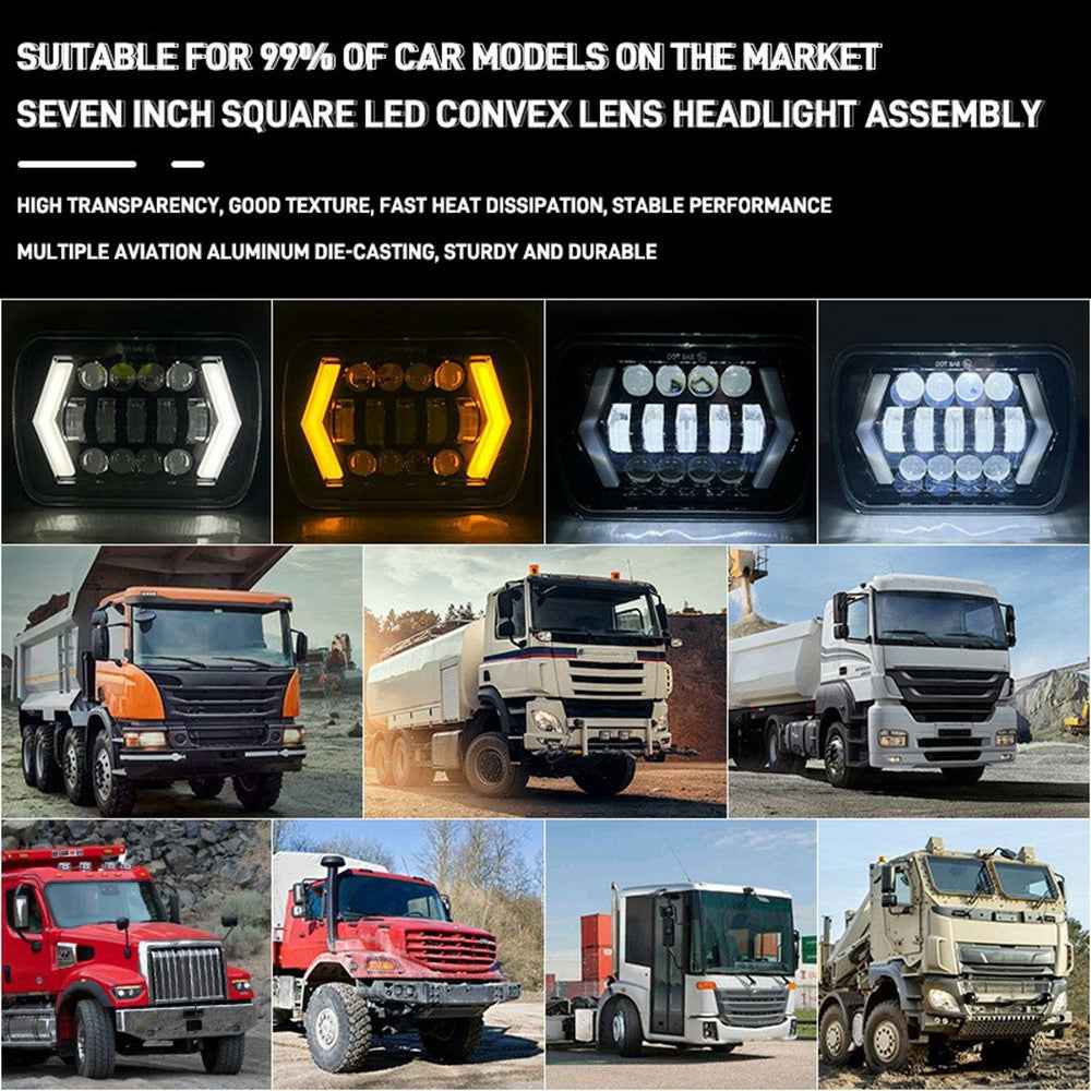 7 Inch 13-LED Arrow Design Square Head Lamp IP67 Waterproof Car Daytime Running Light