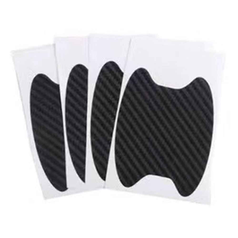 4Pcs Car Door Handle Cup Protector Carbon Fiber Sticker Anti Scratch Paint Protection Decal - Black