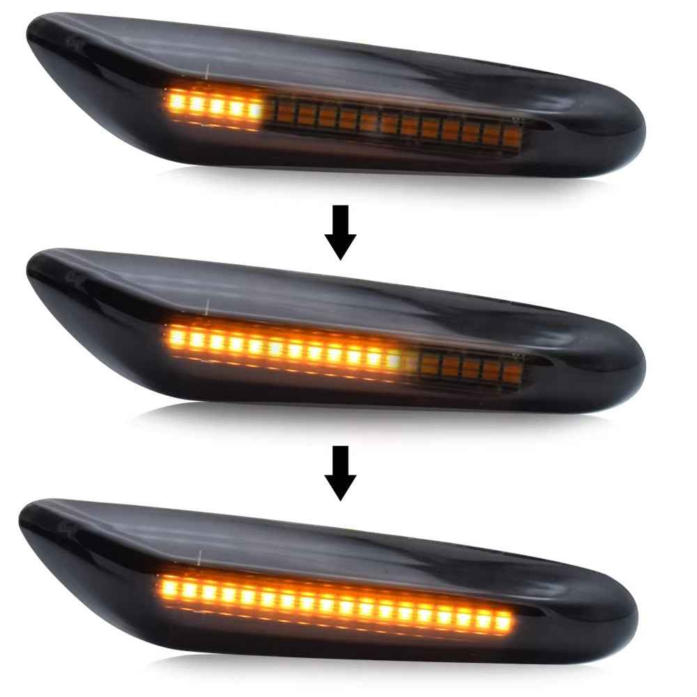 1 Pair Dynamic LED Side Marker Turn Signal Lights for E90 E60 E88 X1 X3 Sequential Flowing Lamp