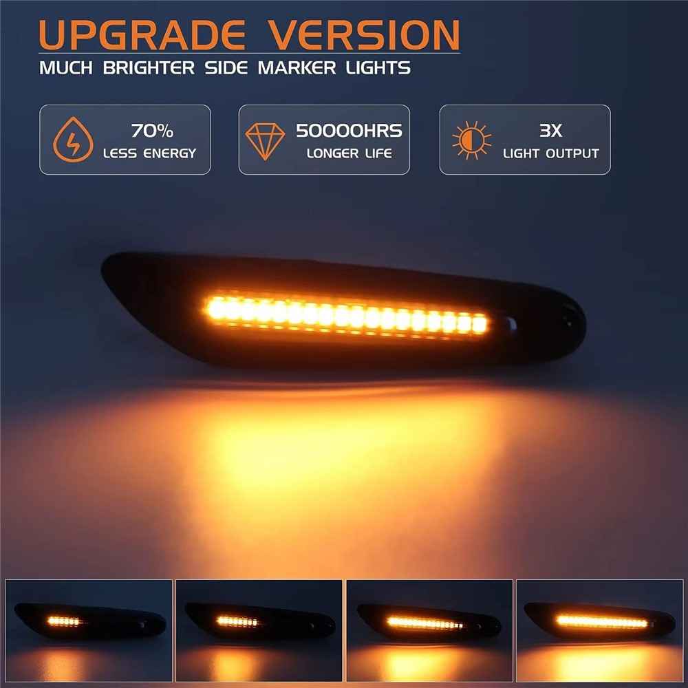 1 Pair Dynamic LED Side Marker Turn Signal Lights for E90 E60 E88 X1 X3 Sequential Flowing Lamp