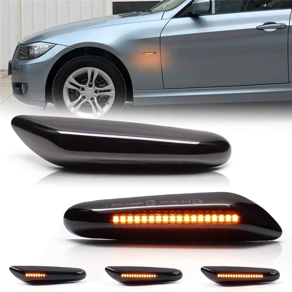 1 Pair Dynamic LED Side Marker Turn Signal Lights for E90 E60 E88 X1 X3 Sequential Flowing Lamp