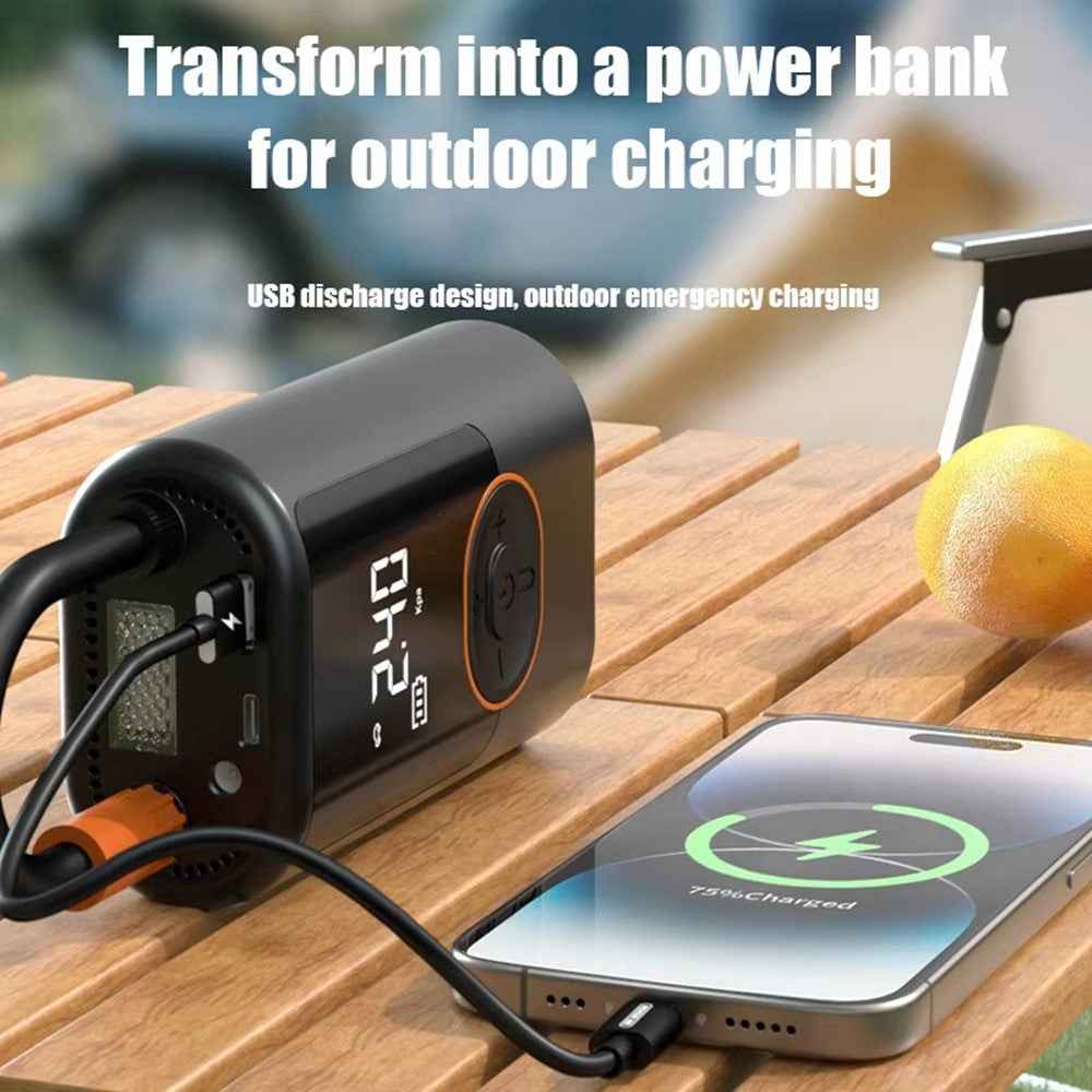 19 Cylinders Portable Wireless Car Tire Inflator Digital Tire Pressure Detection Air Pump with Power Bank Function