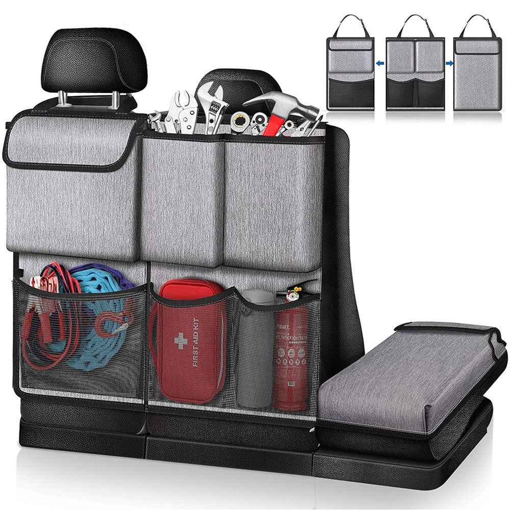Car Trunk Organizer Sundries Storage Bag Oxford Cloth Multi-Pocket Backseat Hanging Pouch - Grey
