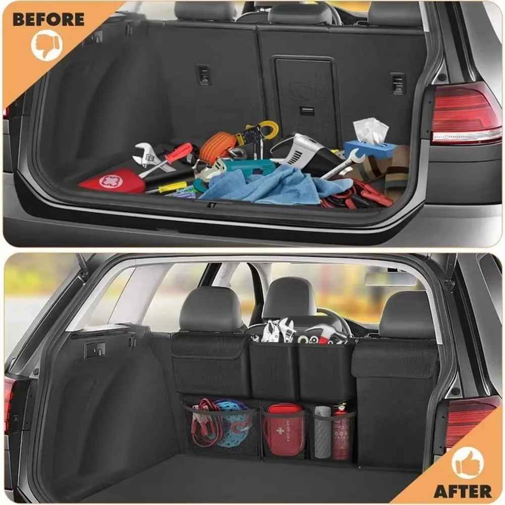 Car Trunk Organizer Sundries Storage Bag Oxford Cloth Multi-Pocket Backseat Hanging Pouch - Grey