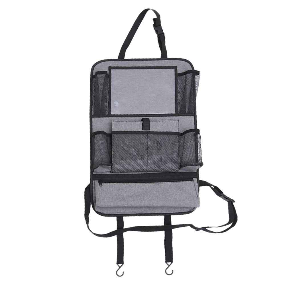Car Seat Back Organizer with Transparent Pocket Oxford Fabric Storage Bag Multi-Pocket Hanging Pouch - Grey