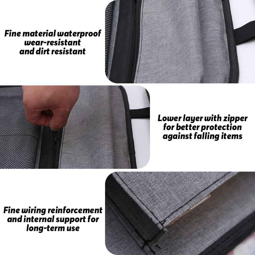 Car Seat Back Organizer with Transparent Pocket Oxford Fabric Storage Bag Multi-Pocket Hanging Pouch - Grey