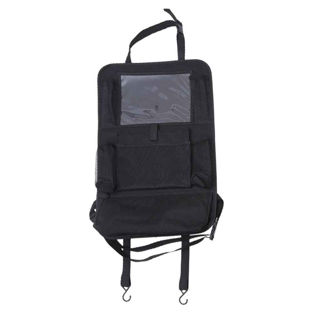 Car Seat Back Organizer with Transparent Pocket Oxford Fabric Storage Bag Multi-Pocket Hanging Pouch - Black