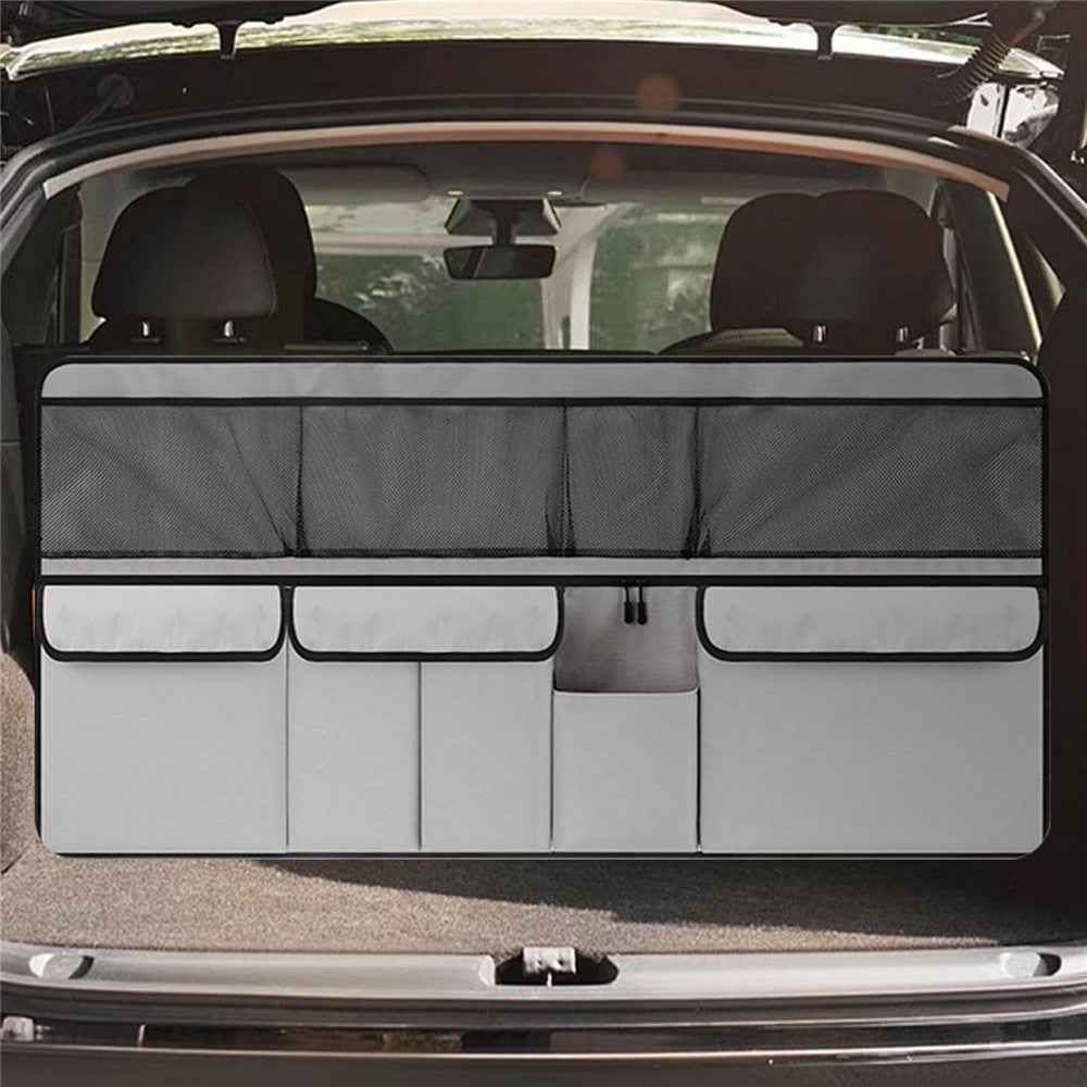 Multi-Pocket Car Back Seat Organizer Oxford Cloth Large Capacity Storage Bag Trunk Hanging Pouch - Beige