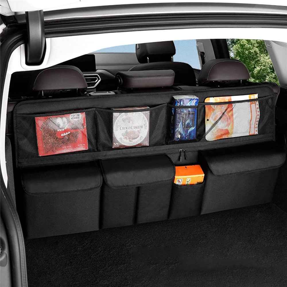 Multi-Pocket Car Back Seat Organizer Oxford Cloth Large Capacity Storage Bag Trunk Hanging Pouch - Black