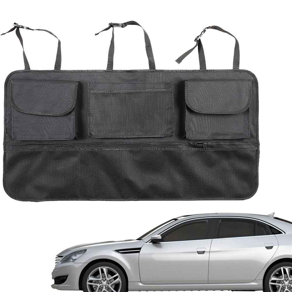 Large Capacity Car Trunk Organizer Backseat Storage Bag Oxford Fabric Multi Pocket Hanging Pouch - Black