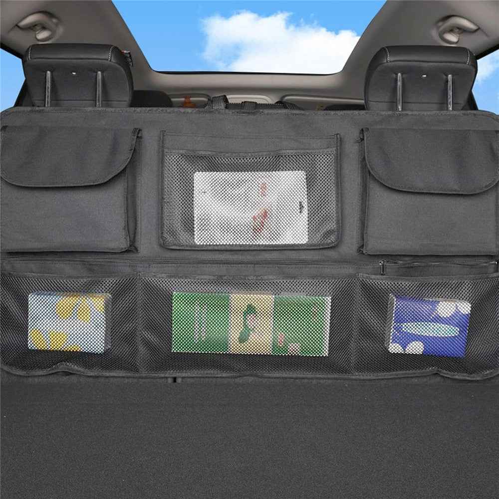 Large Capacity Car Trunk Organizer Backseat Storage Bag Oxford Fabric Multi Pocket Hanging Pouch - Black