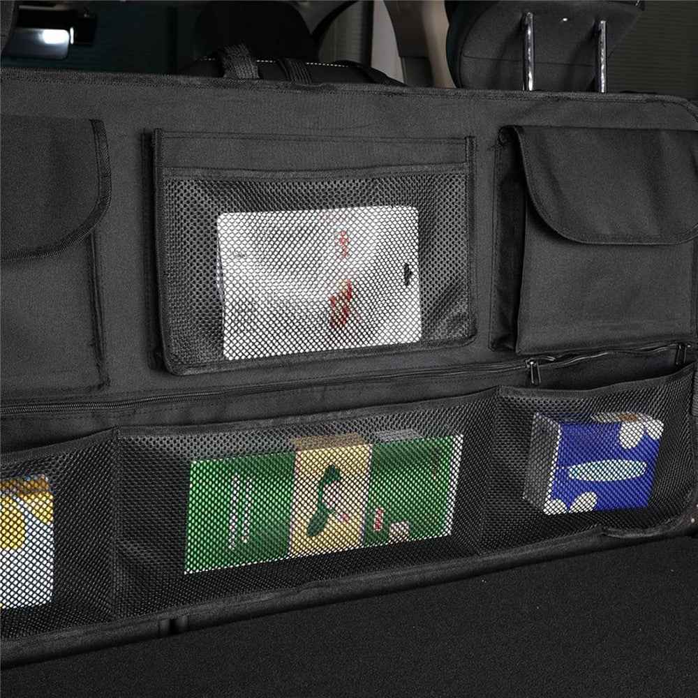 Large Capacity Car Trunk Organizer Backseat Storage Bag Oxford Fabric Multi Pocket Hanging Pouch - Black