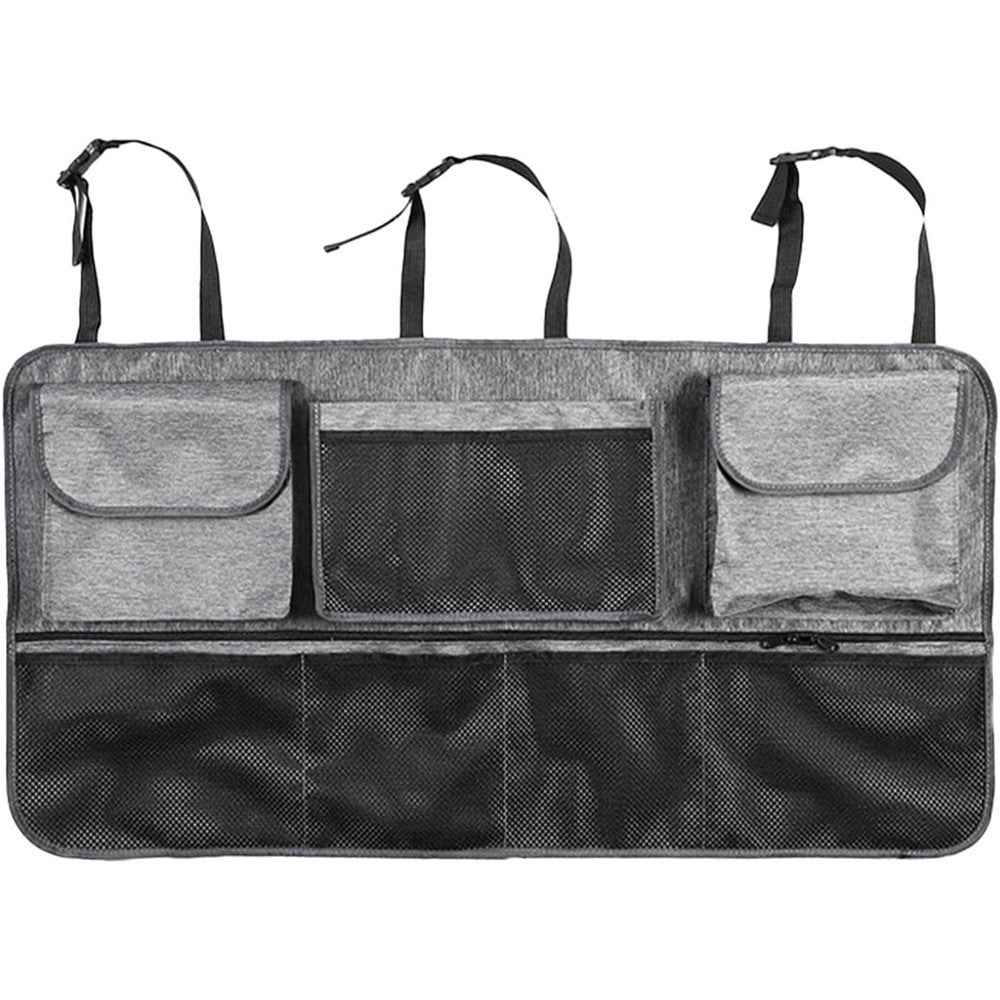 Large Capacity Car Trunk Organizer Backseat Storage Bag Oxford Fabric Multi Pocket Hanging Pouch - Grey