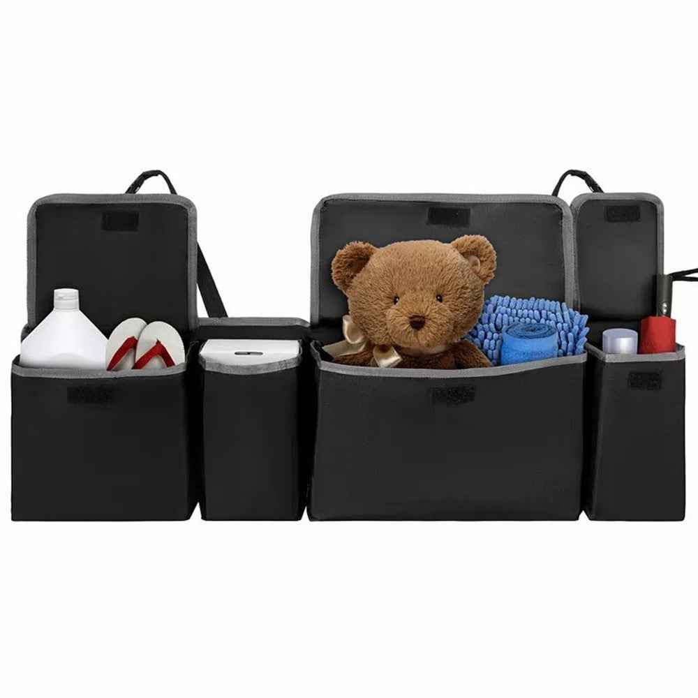 Universal Car Back Seat Hanging Multi-Pocket Storage Bag with Lid Oxford Cloth Trunk Organizer
