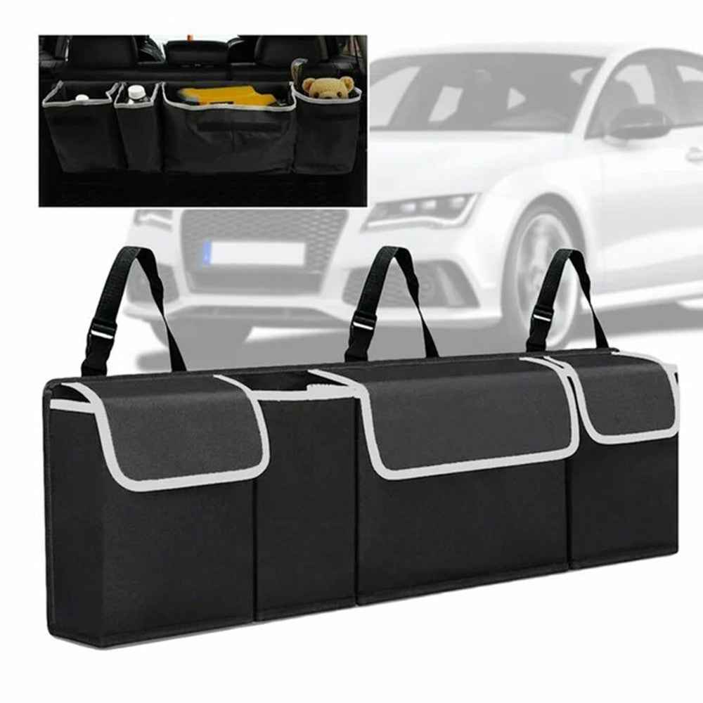 Universal Car Back Seat Hanging Multi-Pocket Storage Bag with Lid Oxford Cloth Trunk Organizer