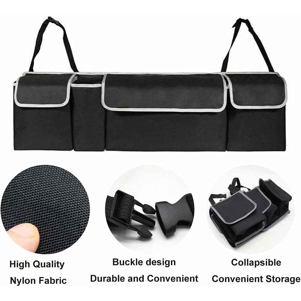Universal Car Back Seat Hanging Multi-Pocket Storage Bag with Lid Oxford Cloth Trunk Organizer