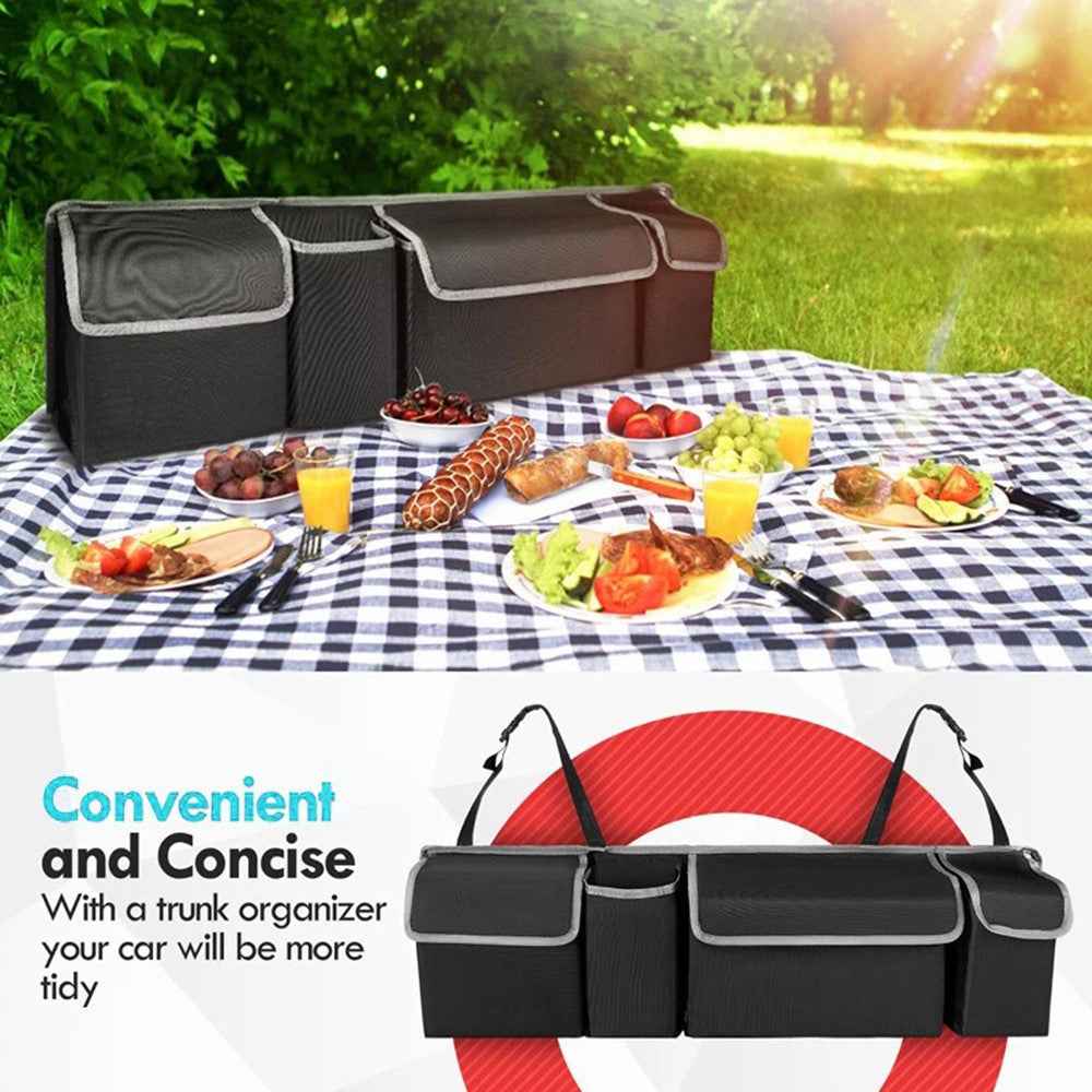 Universal Car Back Seat Hanging Multi-Pocket Storage Bag with Lid Oxford Cloth Trunk Organizer