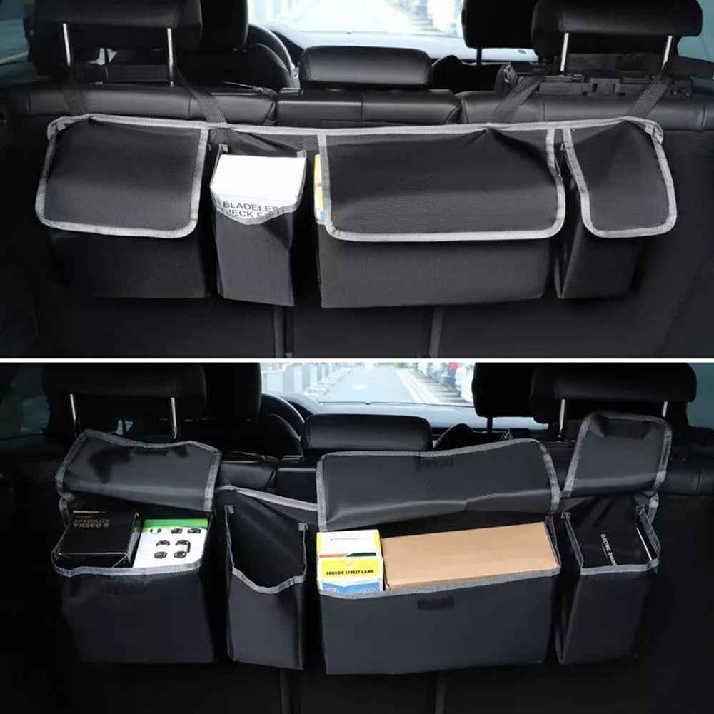 Universal Car Back Seat Hanging Multi-Pocket Storage Bag with Lid Oxford Cloth Trunk Organizer