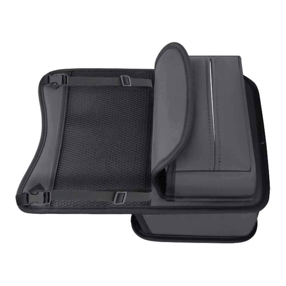 Universal Car Seat Back Organizer PU Leather Storage Bag Center Hanger Between Seats - Black
