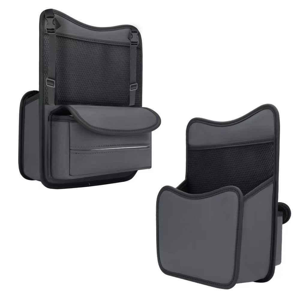Universal Car Seat Back Organizer PU Leather Storage Bag Center Hanger Between Seats - Grey