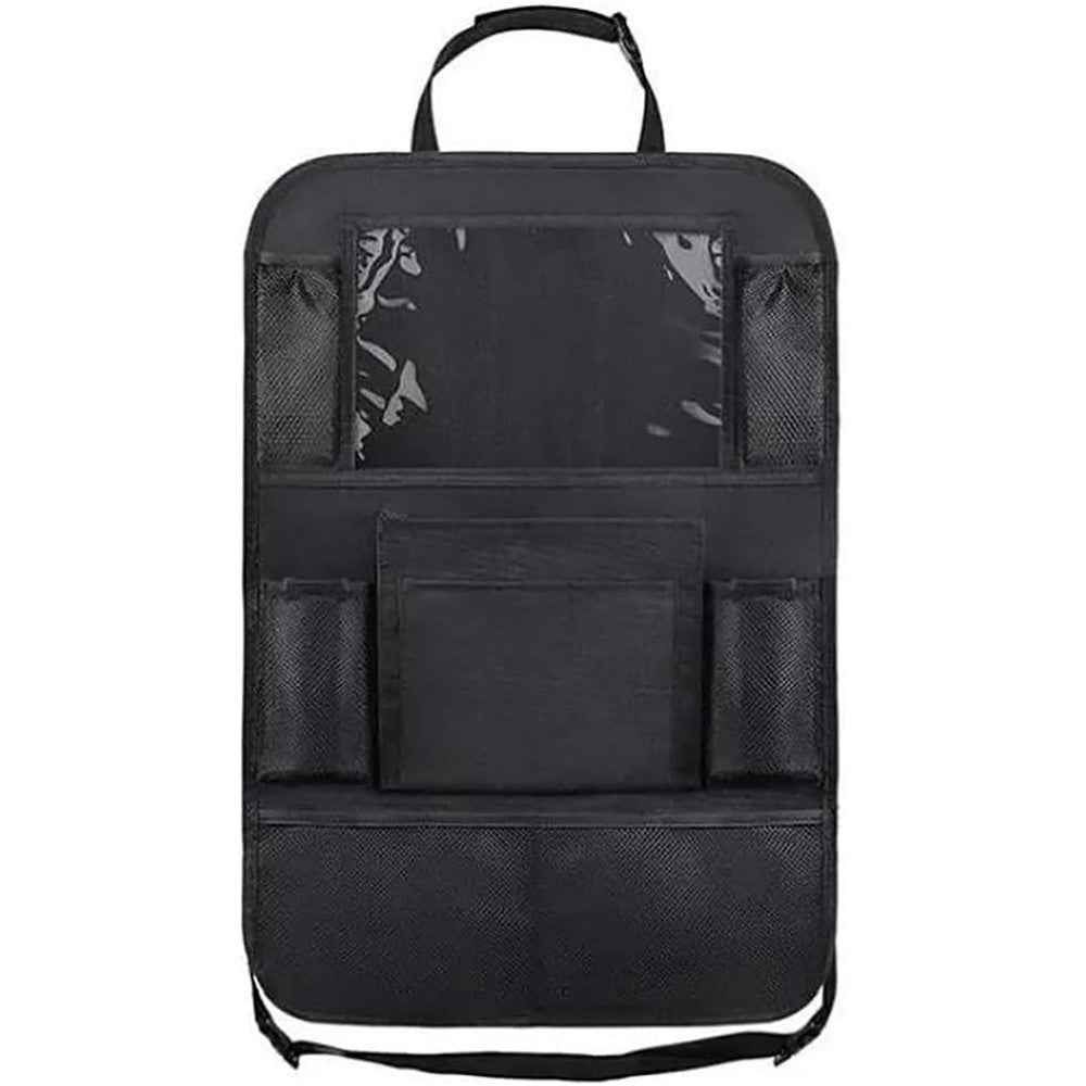 Car Seat Back Storage Bag Waterproof 600D Oxford Fabric Organizer Pouch with Transparent Pocket for iPad