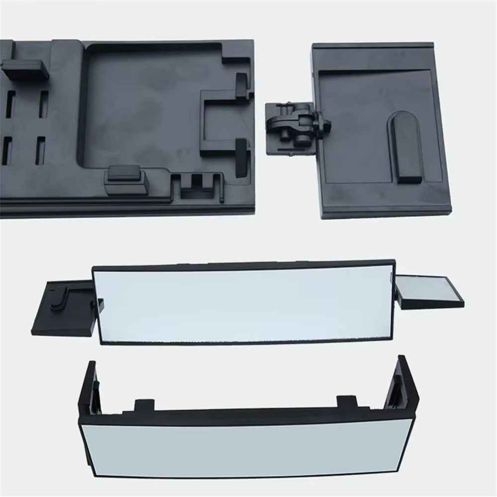 SD-2411 High Definition Glass Universal Tri-Fold Car Rearview Mirror Wide Angle Curved Mirror
