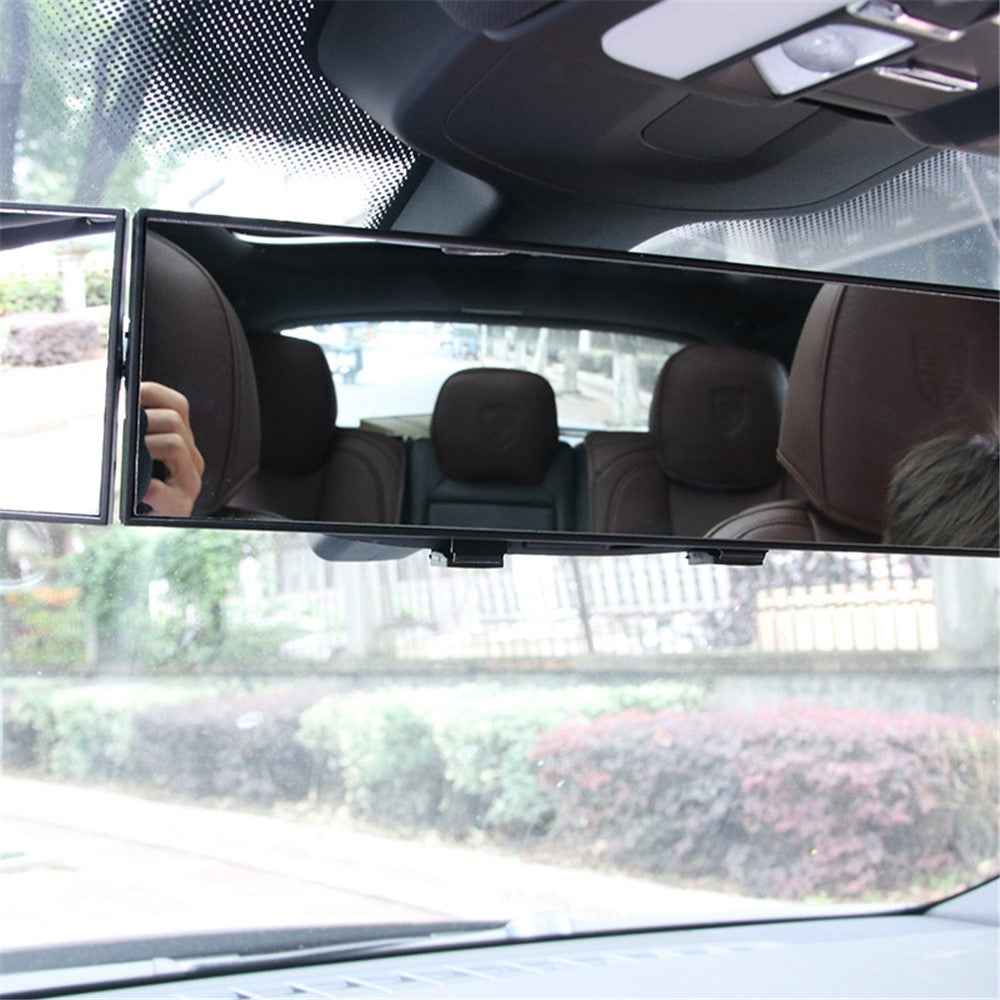 SD-2411 High Definition Glass Universal Tri-Fold Car Rearview Mirror Wide Angle Curved Mirror