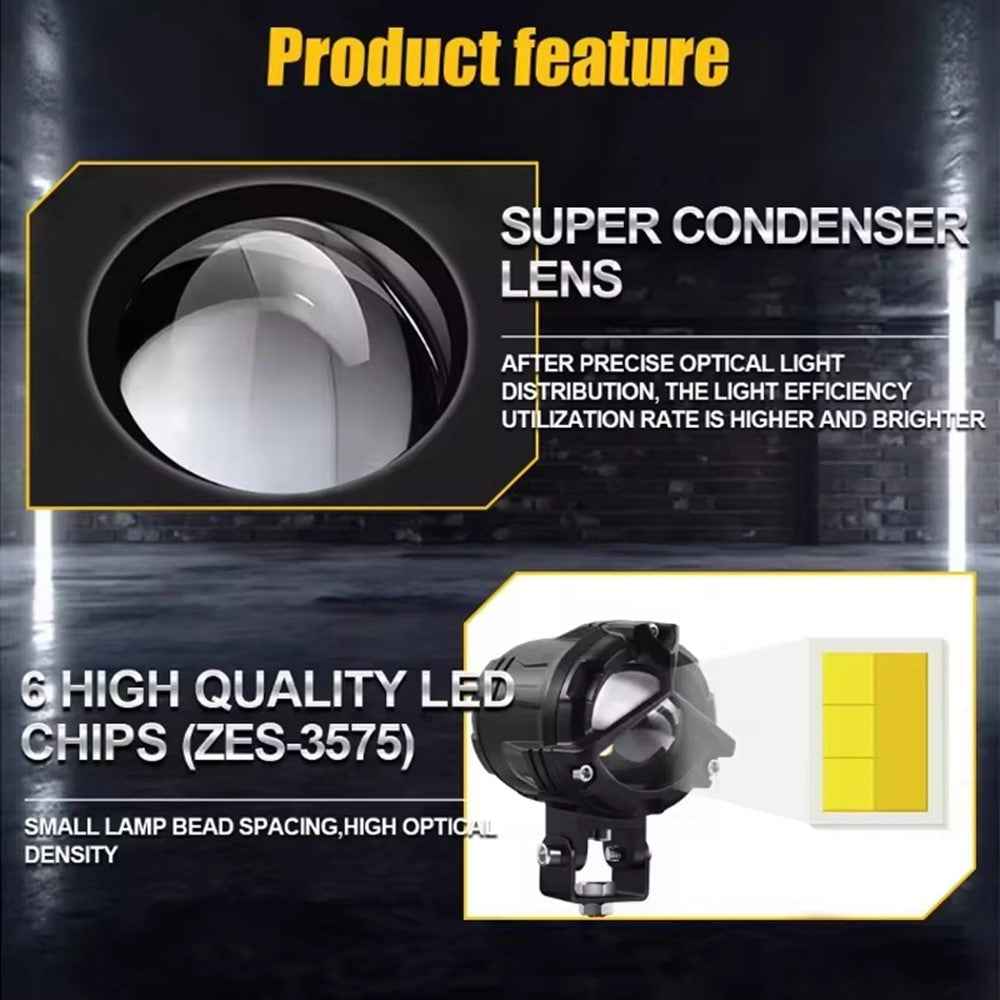 DC 12V-65V Motorcycle LED Headlight 8000lm 20W High Low Beam Fog Lamp for Car / ATV / SUV