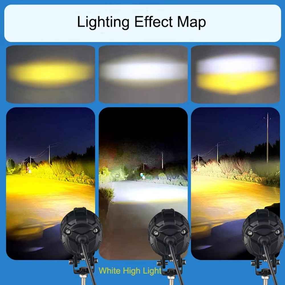 DC 12V-65V Motorcycle LED Headlight 8000lm 20W High Low Beam Fog Lamp for Car / ATV / SUV