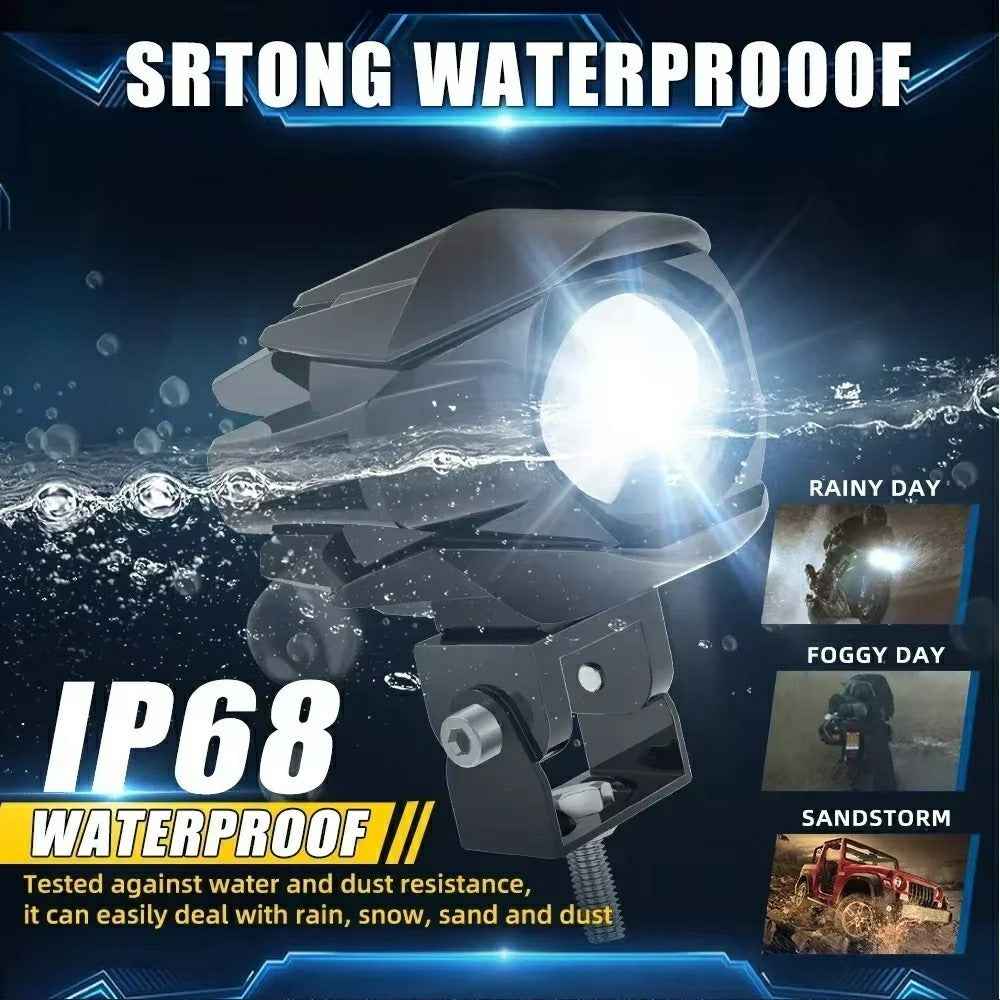 DC 12V-65V Motorcycle Headlight IP68 Waterproof 20W 6000lm High Low Beam LED Fog Light