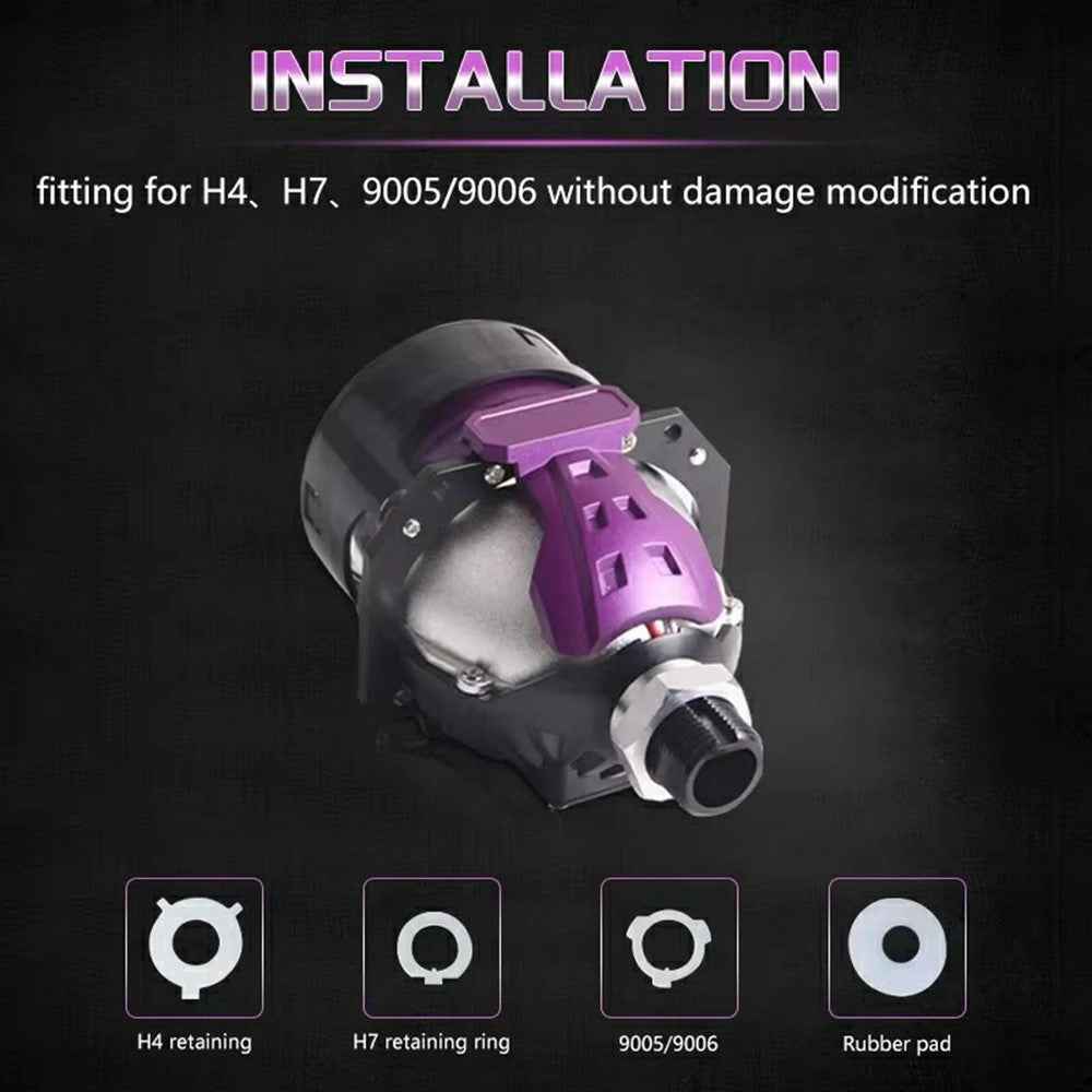 2.5 Inch Dual LED Laser Projection Headlight 6500K Waterproof 12V 50W High Low Beam Car Fog Lamp