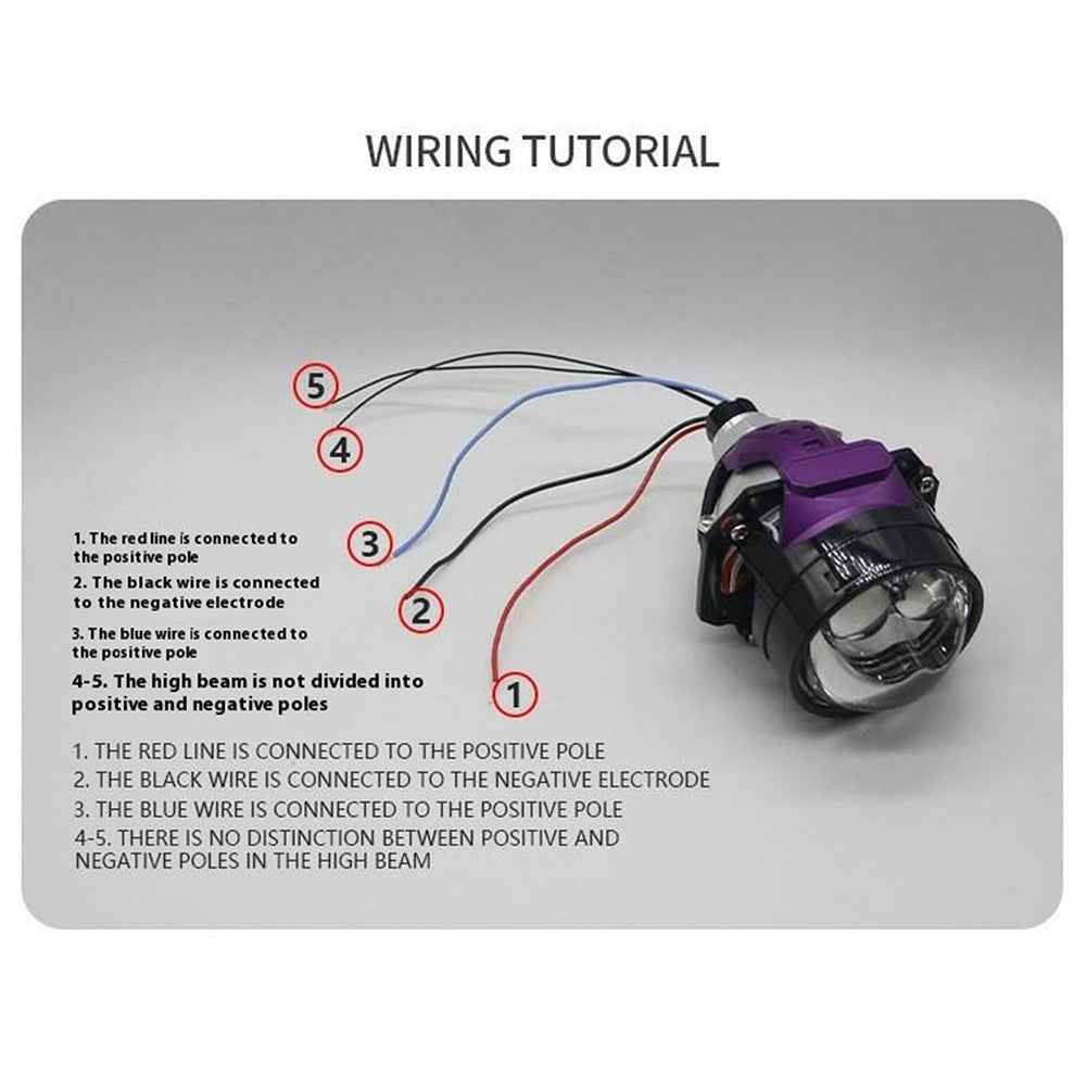 2.5 Inch Dual LED Laser Projection Headlight 6500K Waterproof 12V 50W High Low Beam Car Fog Lamp
